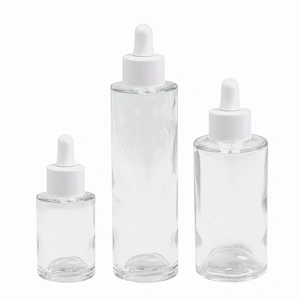cosmetic glass bottle essential oil packaging personal care clear child proof dropper bottle