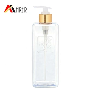 2020 new arrivals square clear 500ml PET plastic cosmetic shower gel body wash bottle with lotion pump