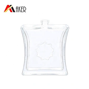 Luxury empty 100ml special shape clear crystal perfume glass bottle with gold aluminum sprayer acrylic cap