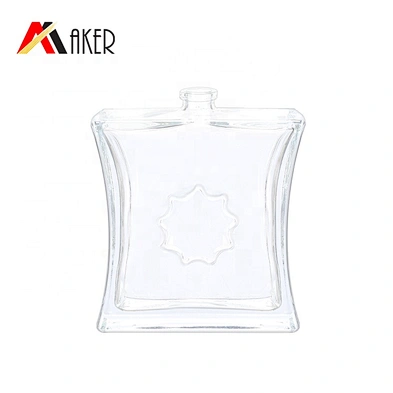 Luxury empty 100ml special shape clear crystal perfume glass bottle with gold aluminum sprayer acrylic cap
