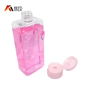 Factory wholesale empty 300ml clear square plastic PET cosmetic bottle for lotion/facial toner with flip top cap