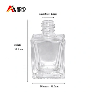 Factory supply 13ml empty glass nail polish bottle with cap and brush manufacturer