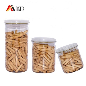 Wholesale 850ml big volume clear PET plastic food jar with aluminum inner lid