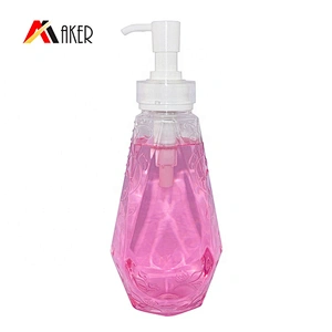 Unique shape empty 500ml clear pet plastic shower gel bottle with pump dispenser