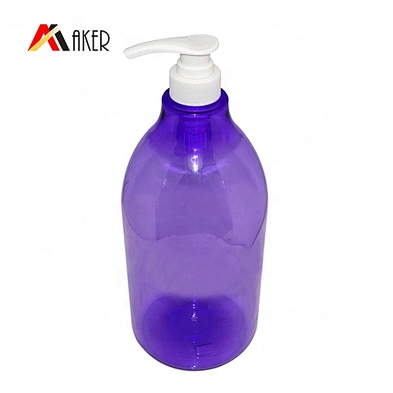 Factory price empty purple round 2l plastic pet shampoo bottle manufacturer with lotion pump