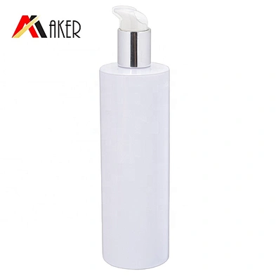 White cylinder pet bottle 250ml 300ml 400ml cosmetic lotion dispenser pump plastic bottle with cover