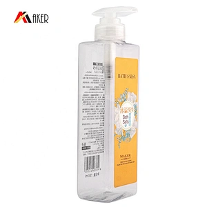Empty 500ml 550ml clear square shape PET plastic lotion shampoo bottle with pump