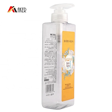Empty 500ml 550ml clear square shape PET plastic lotion shampoo bottle with pump