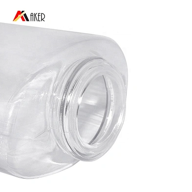 Wholesale 100ml clear empty baby talcum powder PETG plastic bottle with black plastic screw cap and plug