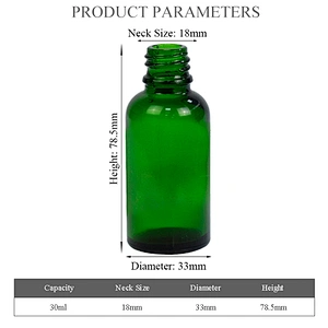 custom empty 30ml personal care packaging skin care serum dropper green glass essential oil bottle