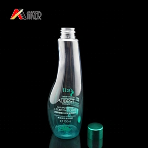 Unique design empty 150ml transparent PET plastic cosmetic toner lotion bottle with screw cap