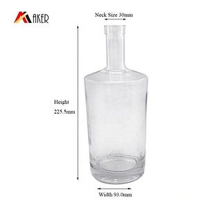New wholesale price unique shape clear liquor glass bottle 750 ml with stopper