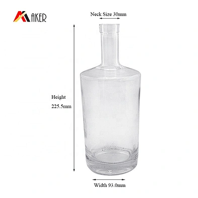 New wholesale price unique shape clear liquor glass bottle 750 ml with stopper