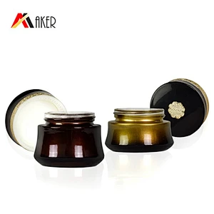 wholesale 30g 50g 1oz 2oz  black gradient gold alumite cap glass lotion eye cream cosmetic packaging skincare jar