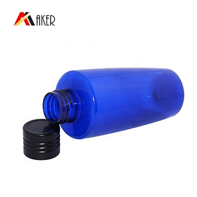 Custom 100ml Cobalt Blue PET Plastic Biodegradable Lotion Bottles with Inner Plug and Screw Cap