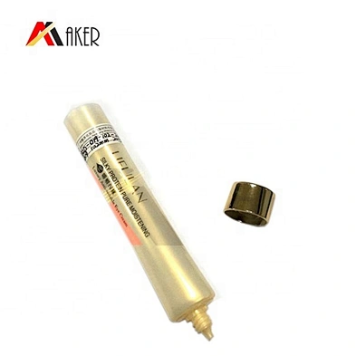 Custom 20ml oval LDPE cosmetic LDPE plastic eye crean tube packaging with gold electroplating screw cap