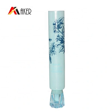 Empty factory price green round 30ml eye cream tube cosmetic squeeze plastic packaging tube with acrylic cap
