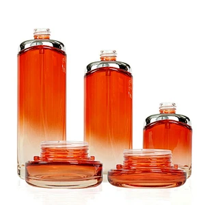 Custom Luxury Empty face cream serum Glass Jar Bottle Skin Care Cosmetic Set Container