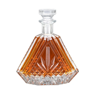 Custom new 600ml clear empty XO brandy glass wine bottle packaging with round glass top rubber stopper