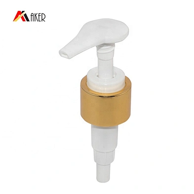 New design wholesale gold aluminum covered plastic lotion pump 24/410 for bottles