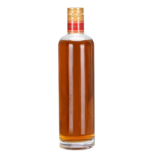 Custom / Wholesale empty clear 750ml boston round shape glass / whisky / brandy / vodka bottles with cork