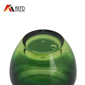 2019 New design 15ml 50ml luxury gradient green cosmetic glass cream jar with black screw lid and inner cap