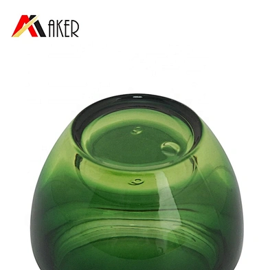 2019 New design 15ml 50ml luxury gradient green cosmetic glass cream jar with black screw lid and inner cap