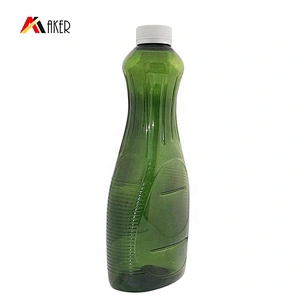 New wholesale 700ml green unique shape beverage bottle empty plastic pet juice bottle with screw cap
