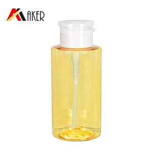 2020 newest empty cylinder 300ml PET plastic cosmetic makeup remover bottle with flip top pump