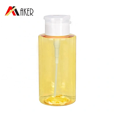 2020 newest empty cylinder 300ml PET plastic cosmetic makeup remover bottle with flip top pump