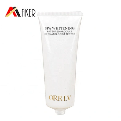 Empty round white 100ml cosmetic LDPE plastic face wash cream packaging tube with flip top lid