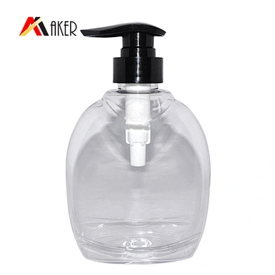 450ml clear PET plastic empty shower gel bottle wholesale with lotion pump