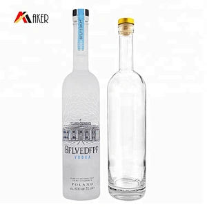 750ml empty round shape wine bottle custom luxury frosted clear glass vodka bottle manufacturers with cork