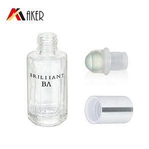 Wholesale 10ml empty clear deodorant perfume glass roll on bottle with glass roller ball
