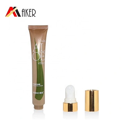 New design 25g LDPE plastic cosmetic eye cream massage applicator tube packaging with electroplated gold screw cap
