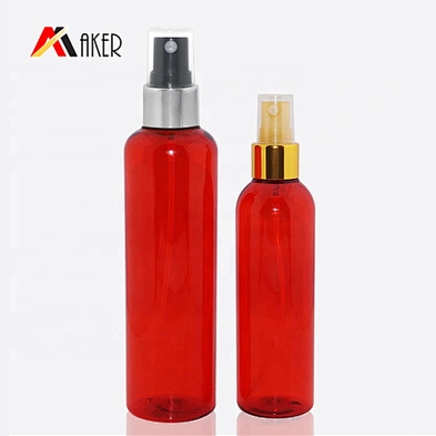 Empty 100ml 200ml boston round pet body mist plastic spray bottle with mist sprayer