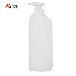 Wholesale new design 650ml square white HDPE plastic empty shower gel bottle with pump