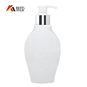 Newest design unique empty PET white body lotion bottle 300ml with pump
