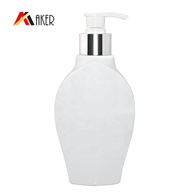 Newest design unique empty PET white body lotion bottle 300ml with pump