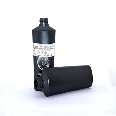 Wholesale 400ml empty black PE plastic shampoo bottle packaging with press pump