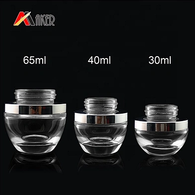 China factory custom 20ml 30ml 50ml clear round shape  face cream glass jar with screw top lid