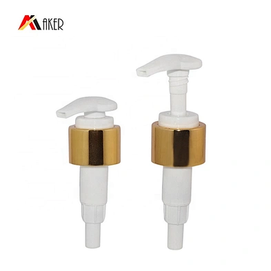 New design wholesale gold aluminum covered plastic lotion pump 24/410 for bottles