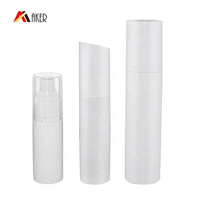 Hot sale 50ml white body mist PET plastic perfume spray bottle packaging with plastic mist sprayer or cream pump