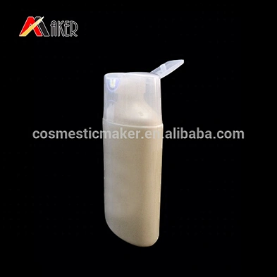 China factory price white flat shape empty 30ml PE shampoo lotion plastic bottle with flip top cap