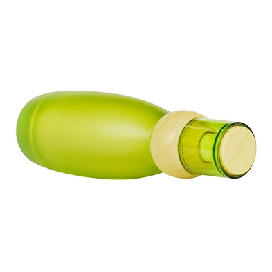 custom luxury 100ml frost green personal care bottle wood skin care packaging lotion cream glass pump bottle
