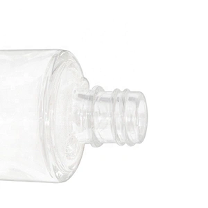 Luxury clear 100ml square cosmetic crystal glass serum oil bottle with electroplated press dropper