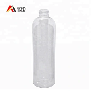 wholesale price 300ml clear Boston round PET cosmetic plastic lotion bottle with double wall screw cap