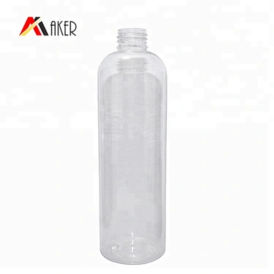 wholesale price 300ml clear Boston round PET cosmetic plastic lotion bottle with double wall screw cap