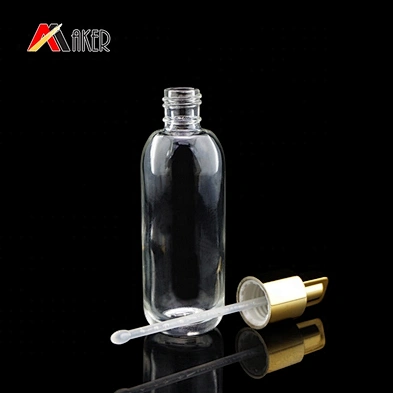 Wholesale 20ml Luxury Clear Round Cosmetic Glass Essential oil Lotion Bottle With Gold Aluminum Covered Cap