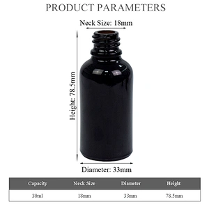 factory wholesale essential oil glass bottle personal care serum oil packaging 30ml glass black dropper bottle